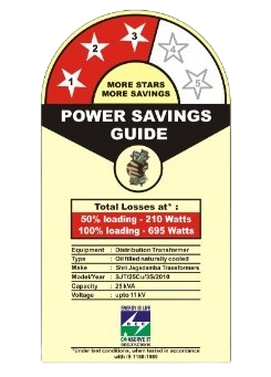 BEE Star Rating certification for energy efficient transformers